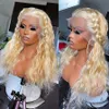 613 Loira Corpo Onda Lace Front Peruca Brasileira Transparente Simulação Perucas de Cabelo Humano Para Mulheres Remy 30 Polegadas