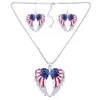 1 Set Angel Wings Necklace Earring Sieraden Set Legering Unieke Amerikaanse Vlag Design Gift Dierlijke Hanger Rainbow Charm Accessoires X0709 X0710