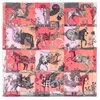 POBING MANUAL Handvalsad Twill Silk Scarf Kvinnor Ancient Beast Square Scarves Echarpes Foulards Femme Wrap Bandana Hijab 90cm Q0828