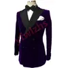Handsome Double-Breasted Groom Tuxedos Velveteen Groomsmen Man Suit Mens Wedding/Prom/Dinner Suits Bridegroom (Jacket+Pants+Tie) B167