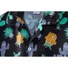 Rolig kaktusutskrift Hawaiian T Shirts för män sommar kortärmad knapp ner Strandskjorta Casual Holiday Aloha Party Clothing 210721