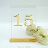 Party Decoration Centerpieces Luxury Clear Acrylic Wedding Table Numbers Holders ,Calligraphy Gold Mirror Signs,