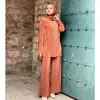 Roupas étnicas Abaya Moda Conjuntos para Mulheres Muslim Sólida Cor Manga Longa Soft Style Estilo Dobra Suites Nacionais Casual Diário Streetwear