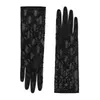 Black Tulle Gloves For Women Designer Ladies Letters Print Embroidered Lace Driving Five Fingers Gloves Fashion Thin Party Gloves 2 Size GU0L