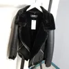 Vinter Sheepskin Coats Kvinnor Tjocken Faux Läder Fur Coat Kvinnlig foderjacka Aviator Casaco Feminino 210421