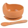 Baby Table Seary 2PCS Kids Feeding Nonslip Bowl Waterproof Spoon Crockery BPA Silikonrätter för plattan 3NNH3072478