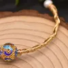 1 stück Mode Blume Chinesische Emaille Cloisonné Armreif Liebe Manschette Offenes Armband für Frauen Mädchen Ethnischen Stil Indische Armreifen Schmuck Q0720