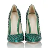 Pompy ślubne Kobiety 11 cm Wysokie Obcasy Crystal Shoes Snake Green Rhinestone Luksusowe Sztuk Panie Bridal Party Shoe Duża sukienka