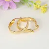 18ct YELLOW BIG FINE SOLID G/F GOLD HOOP EARRINGS HUGE 26MM PLATED LARGE TWIST