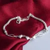 Link Chain Trendy Heart Wing Armband Bangles For Women Silver Plated Cuff Jewelry Gift Extended Drop Wholesale