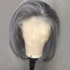 150 Density Grey wig Colored Human Hair Wigs transparent hd Brazilian Straight Short Bob Lace Front frontal closure For Women Blac1267076