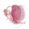 Pink Elegant Lace Flower Girl Basket Beautiful Round Satin Silk Favors Wedding Accessory Party Decoration H5658