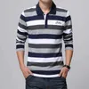 TFETTERS Autumn Men's T-shirt Stripe Pattern Letters Print Long Sleeved Turn-down Collar Shirt Big Size M - 5XL 210629