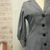 Vintage Długi Latarnia Rękaw Blazer Dress Kobiety High Fashion Button Office Lady Dress Streetwear Elegancka Gray Dress Vestidos 210415