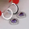 Pendientes de plata con pasador, hebilla para oreja, encanto de personalidad, temperamento, colgante de corazón inteligente salvaje con incrustaciones de circón, joyería femenina 2851