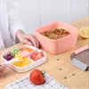 Compartmentstableware 주방 음식 컨테이너가있는 어린이 학교를위한 가열 된 도시락 상자 마이크로 비아있는 벤토 일본식 210423