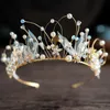 Hair Clips & Barrettes Fairy Style Pearl Crowns Headband With Tassel Earrings Semi-Circular Design Elegant Light Weight Long Lasting For Wed