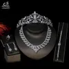 ASNORA Fashion 3A ensemble de coiffure en zircone cubique, bijoux européens bijoux pour femmes adaptés à l'ensemble de bijoux de mariage nuptiale T0870 H1022