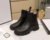 Rubber Black Non Slip women's boots designer sexy thick heel desert platform comfortable round head Leather Size 35-40