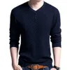 Chic Höst Vintertröjor Män Solid Färg V Neck Långärmad 2021 Pullover Stickad Pull Sweater Mens Man Knitwear Y0907