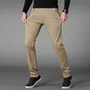 4 Colors Casual Pants Men Classic Style Business Elastic Cotton Slim Fit Trousers Male Gray Khaki Plus Size 42 44 210707