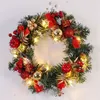 40cm kransarrangemang Julprydnad Spruce 2022 Julkrans med LED Light Front Door Home Party Hängande Garland 211104