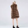 Naturlig Real Fur Vest Coat för jacka Kvinna s Waistcoat Long s 211220