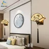 Lampade da parete Modern Simple Iron Art LED Soggiorno Studio Camera da letto Comodino Luci decorative a forma di ventaglio in stile cinese