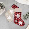 Personlig Jul Snowflake Strumpor Röd Plaid Strumpor Santa Claus Candy Bag Xmas Tree Pendant Festival Party Supplies