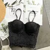 Arrival Kwiatowy Koronki Crop Top Solid Kobiety Lato Camisole Elegancka Streetwear Regulowany Pasek Wyściełany Corset Bra Camis Topy 210603