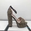 2022 Sandalias de moda Mujer de verano Zapato Hebilla Correa Plataforma de tacón Diapositivas Tacón grueso Suela de goma Zapatos para mujer negros Sandalia de alta calidad 969