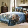 Bedding Sets 2022 Flores de tecido de lã de inverno Conjunto de edredão capa de edredão 4pcs king roupas de cama linho de cama quente quente