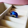 2 adet S925 Ayar Gümüş Vida Mavi Kabarcıklar Murano Cam Boncuk Fit Pandora Stil Charm Takı Bilezik Kolye