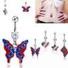 Body Jewelry body piercing Bell Button Rings lovely national flag butterfly pendant navel ring umbilical nail 2991