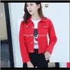 Jackets Outerwear & Womens Clothing Apparel Drop Delivery 2021 Yocalor Autumn Fashion Blue Jeans Hand Brush Long Sleeve Stretch Short Women D