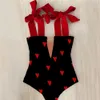 Sexig Baddräkt Skulder Strappy Heart Print Swimwear Kvinnor Baklösa Baddräkt Strand Slitage Monokini 210611