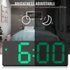 Digital Alarm Clock Lustro LED Night Lights Drzemka Wyświetlacz Time Desktop Lampa Home Decor 210804