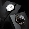 Armbanduhren Marke Herrenuhr Ultradünne Stahlgeflecht Quarz-Armbanduhr Dual-Kalender Einfache schwarze Uhr Mode Casual Business