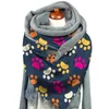 Mode vrouwen schattige kat print sjaal hijabs vrouwelijke dame retro knop multifunctionele sjaal 80cm-100cm winter echarpe