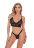 Mulheres 2 Peça Lingerie Set Transparente Laço Floral Lace Lingeries Sexy Bra Panty Set de Alta Qualidade Preto Três pontos Lingerie Underwear 211208