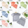 Baby Pajamas Sets Solid Short Sleeve T-shirt Shorts 2pcs Set Cotton Breathable Sleepwear Summer Home Wear Kids Clothing 14 Colors BT6518