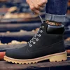 Coturno Black High Top Mens Botki Skórzane Zimowe Snow Męskie Wodoodporne Z Utrzymać Ciepłe Drewno Bot Botki Buty Lądowe 211023