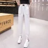 Casual Sport Pants Female Summer Belt Reflective High Waist Cargo Women Streetwear Joggers White Trousers 210506