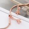 Passar Pandora Sterling Silver Armband Rose Guld Eiffeltornet Dangle Pärlor Charms för European Snake Charm Chain Fashion DIY Smycken