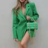 Женские костюмы Blazers 2021 Women Осеннее пальто моды мода негабаритные повседневные Y2K кардиган зеленый розовый женский пиджак с длинным рукавом шикарная твердая партия V