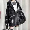 Deeptown Готическая толстовка женская черная на молнии мода мода осень осенняя одежда E Girl Hoodies Корейский с длинным рукавом Emo Pullover 210728