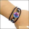 Charm Armband Smycken Tree of Life Flätat Armband 18mm Ginger Snap Button Chunks Wrap Mtilayer Cabochon Glass Cuffs Bangle för Women Fas