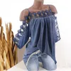 Chamsgend dla kobiet koronki Fringe Off Shoulder Bluzki damskie Half Sleeve Sexy Bluzka Plus Size Fashion Wygodna koszulka Blusa De Encaje Bluzki