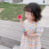 Sommer Mädchen Kleid Koreanische Stil Spitze Manschette Kanten Süße Blume Floral Prinzessin Baby Kinder Kinder Kleidung Für Mädchen 210625