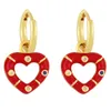 Hoop Huggie Ins Color Love Ear Buckle Orecchini in vero rame placcato oro Simpatico cuore di pesca con olio gocciolante Vendite dirette in fabbrica